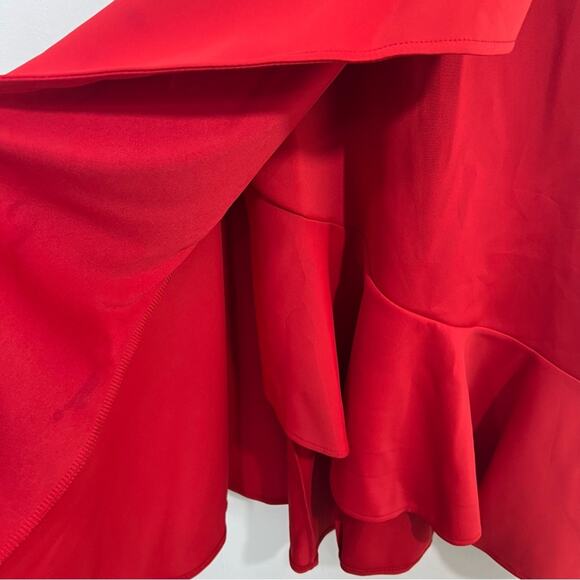 Fehaute Red Elegant Midi A-line Waist Twist Day To Night Dress Size Small NWT - Picture 9 of 14